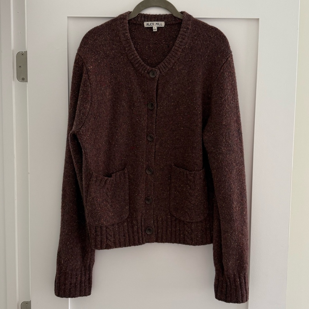 Alex Mill Brown Button-Up Knit Cardigan